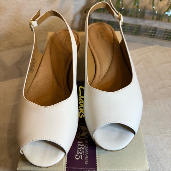 Clarks Artisan Orlena Currant White Cork Sandal Slingback Size 10 NIB‎